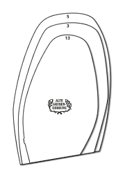 Sohlenmuster der Größen 3 und 5.